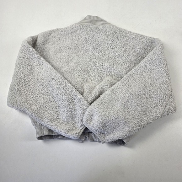 FP Movement Jacket Womens Medium Gray Sherpa Fleece Bomber Full Zip Cropped - Picture 11 of 12